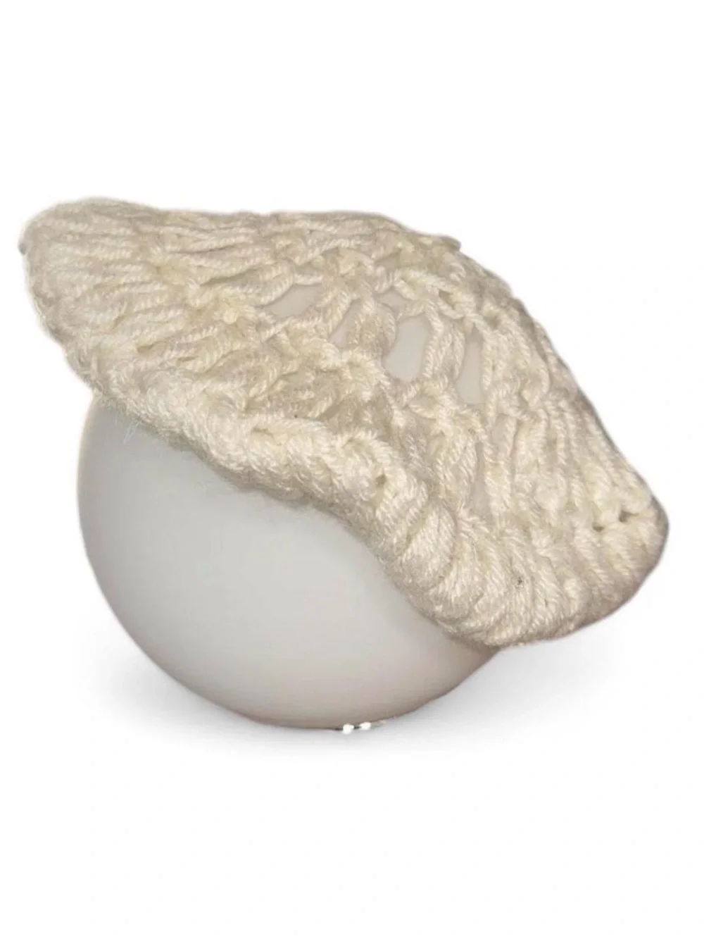 Vintage Handmade Cream Crochet Doily Beret Cap Hat